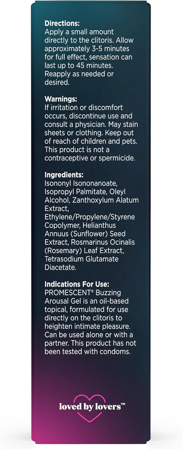 Promescent Buzzing Gel for Women – Arousal Enhancing Intimate Lubricant, Non-Sticky & Long-Lasting, Personal Lube for Increased Heightened Feeling, 75 Uses (15ml) - DragonVitality