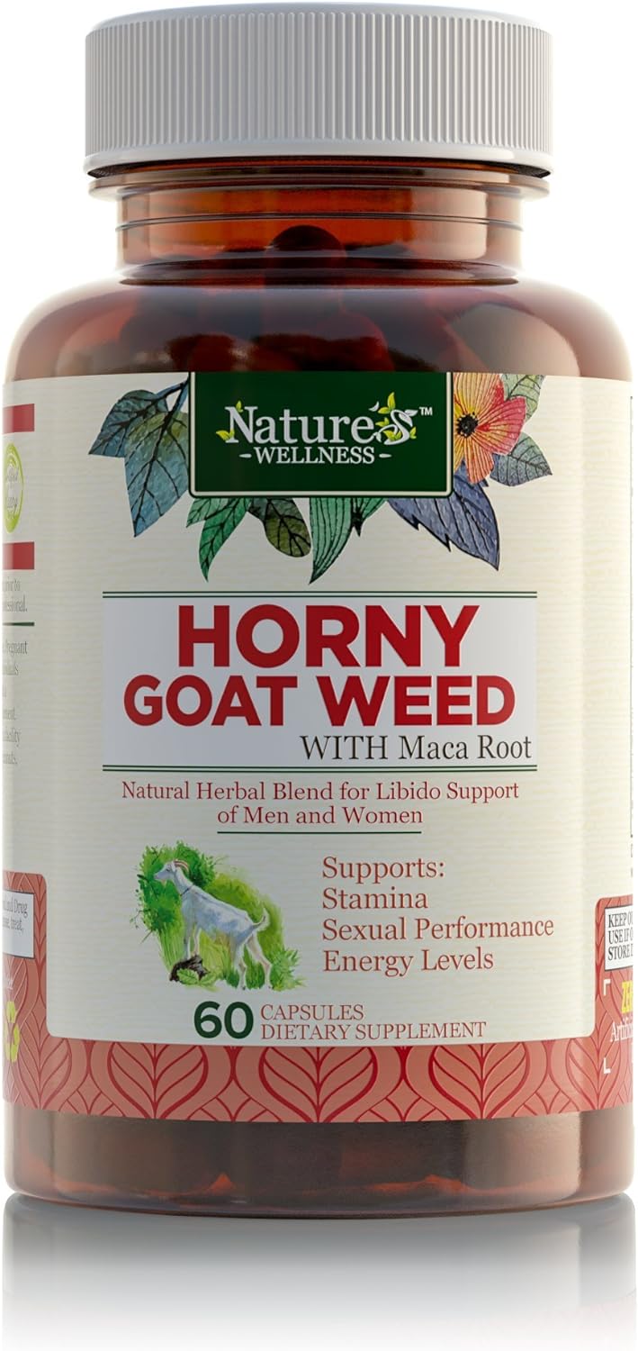 Horny Goat Weed Extract with Maca, Tribulus, L-Arginine, Ginseng - Enhance Energy & Performance for Men & Women - Boost Libido, Stamina & Sexual Health - 1000 mg Epimedium with Icariins Supplement - DragonVitality