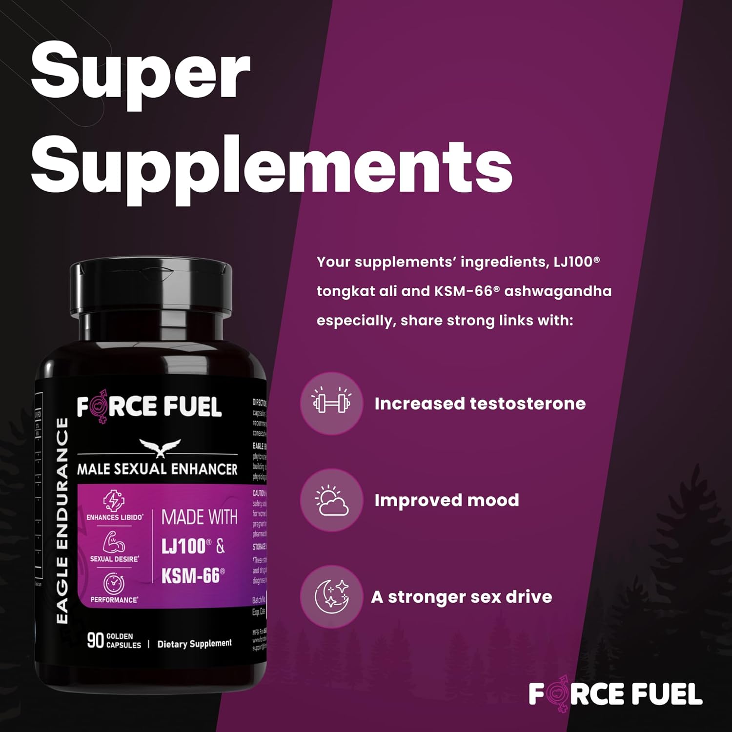 Herbal Supplement Sex Pills for Men – Last Longer in Bed and Enhance Erection Sensitivity – Includes Lab-Tested LJ100 Tongkat Ali & KSM-66 Ashwagandha – 30 Doses for Men Eagle Endurance by Force Fuel - DragonVitality