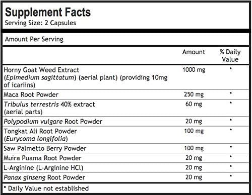 Horny Goat Weed Extract with Maca, Tribulus, L-Arginine, Ginseng - Enhance Energy & Performance for Men & Women - Boost Libido, Stamina & Sexual Health - 1000 mg Epimedium with Icariins Supplement - DragonVitality