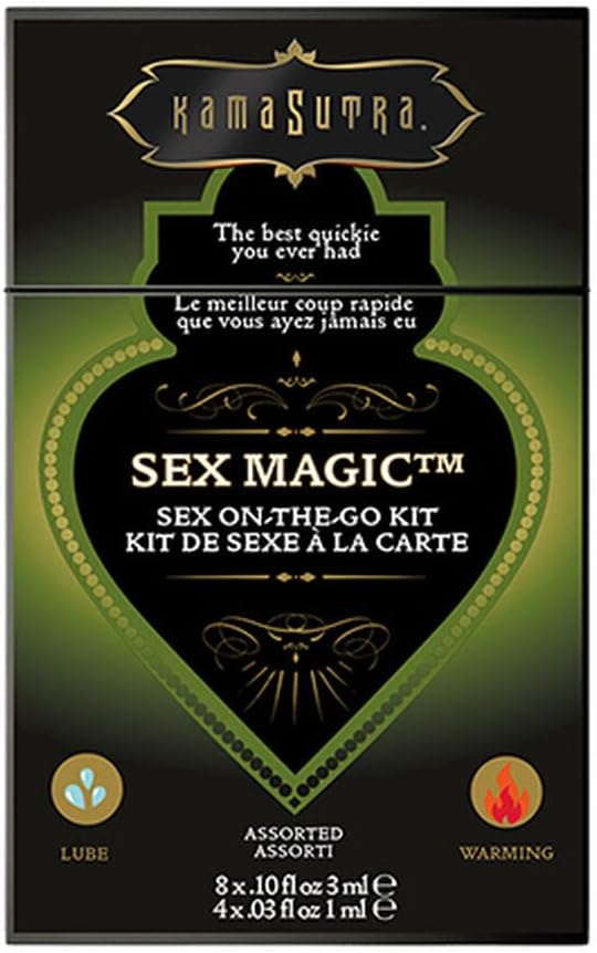 KAMA SUTRA Lick Me Sex-to-Go Kit – 12 Assorted Sachets of Flavored Warming Body Topping paired with Flavored 3-in-1 Body Glide – Great for Travel, for The Best BJ Ever, Adult Couples Gift - DragonVitality