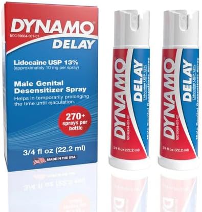 Dynamo Delay Spray for Men – 13% Lidocaine Numbing Spray to Help You Last Longer – 2 Pack Climax Control – FDA Registered, Better Value - DragonVitality