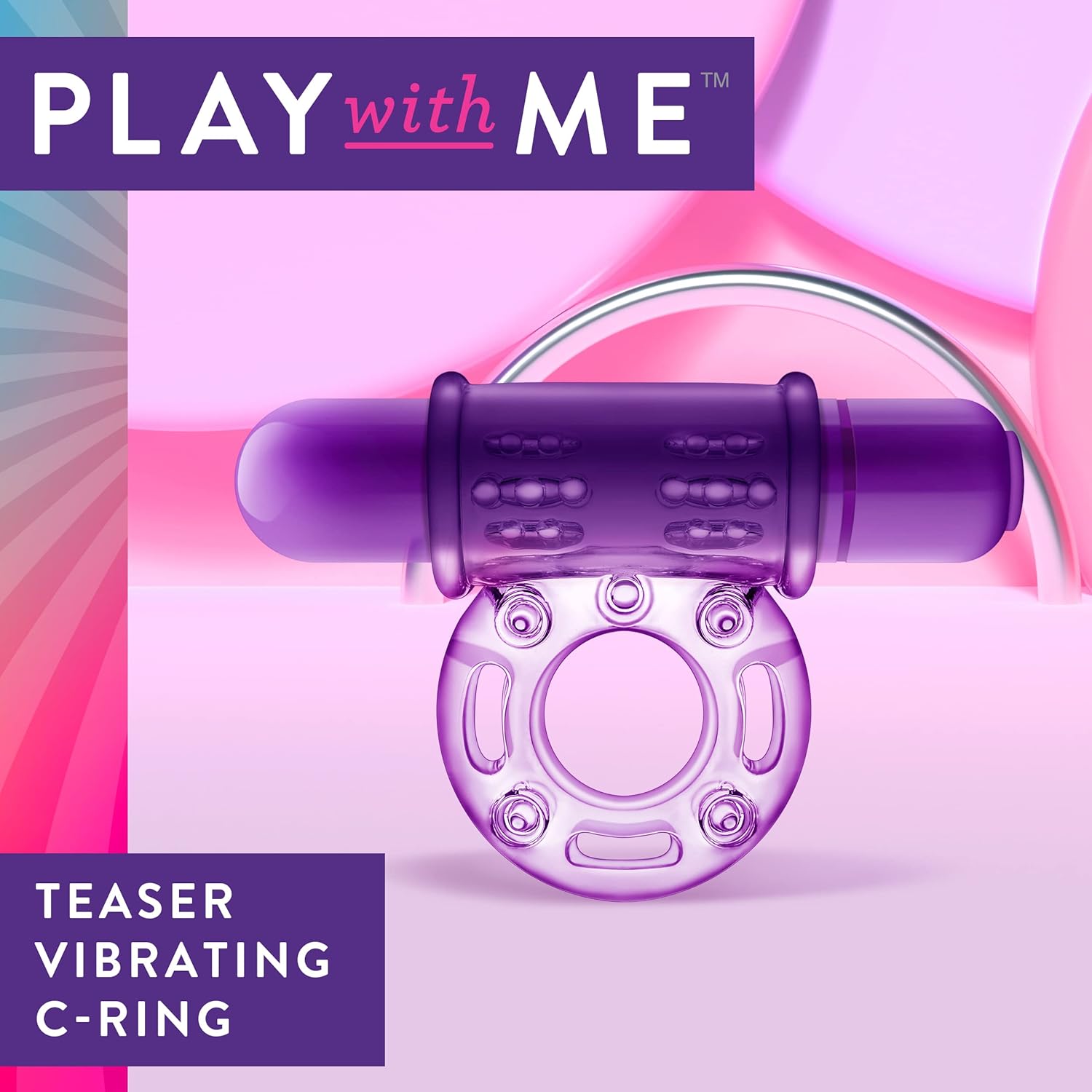Blush Play with Me Couples Play - Vibrating C Ring - Soft and Stretchy - Nubs Stimulate The Clitoris - IPX7 Waterproof for Play in The Bath - Sexual Enhancer for Couples - Purple - DragonVitality