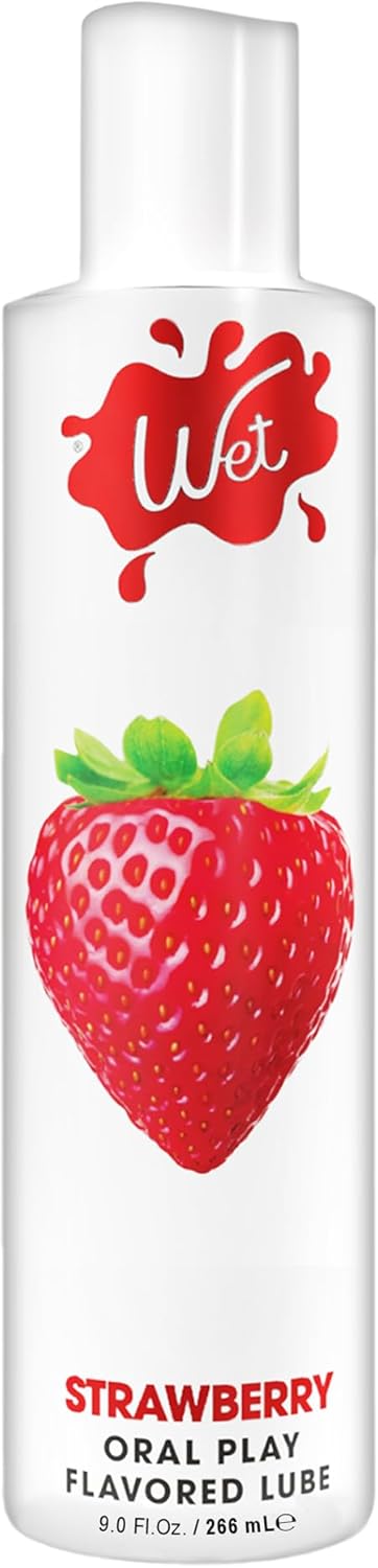 Wet Sexy Strawberry Premium Flavored Edible Lube for Men, Women and Couples | Long-Lasting, Condom Safe, Sugar Free, 9 fl oz - DragonVitality