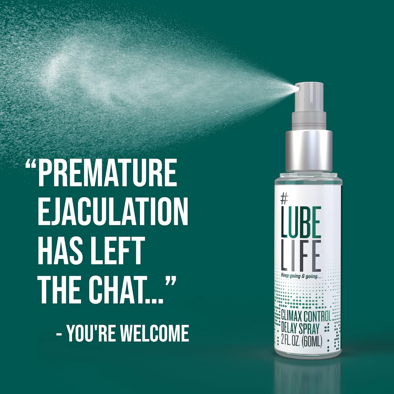Lube Life Climax Control Delay Spray, Male Genital Desensitizer with Active Ingredient Benzocaine to Keep You Lasting Longer, Stamina-Enhancing, for Men and Couples, 2 Fl Oz - DragonVitality