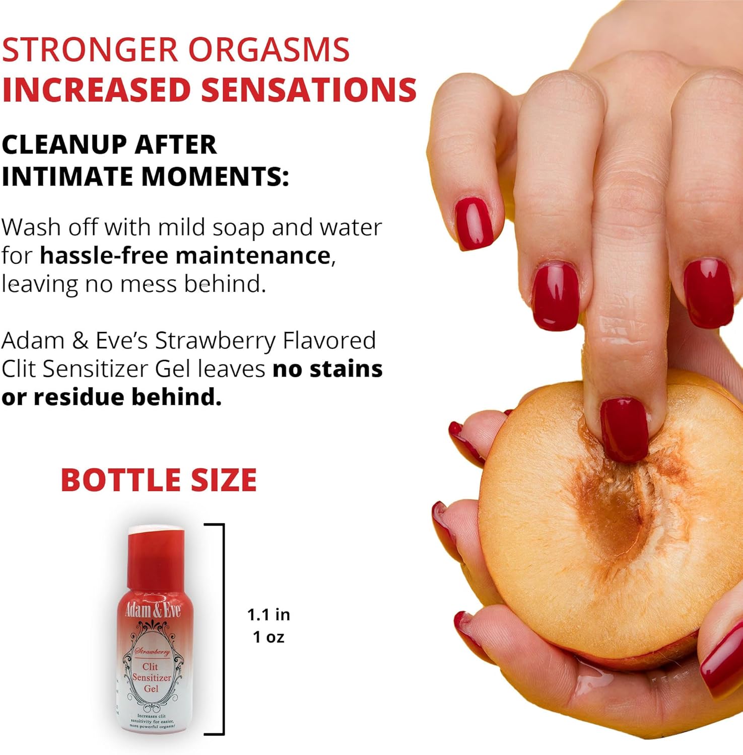 Adam and Eve Strawberry Clit Sensitizer Gel, Tingling Gel for Increased Clitoral Sensitivity and Intense Orgasms, Flavored Lickable Formula Enhances Stimulation, Great for Solo Play and Foreplay, 1 oz - DragonVitality