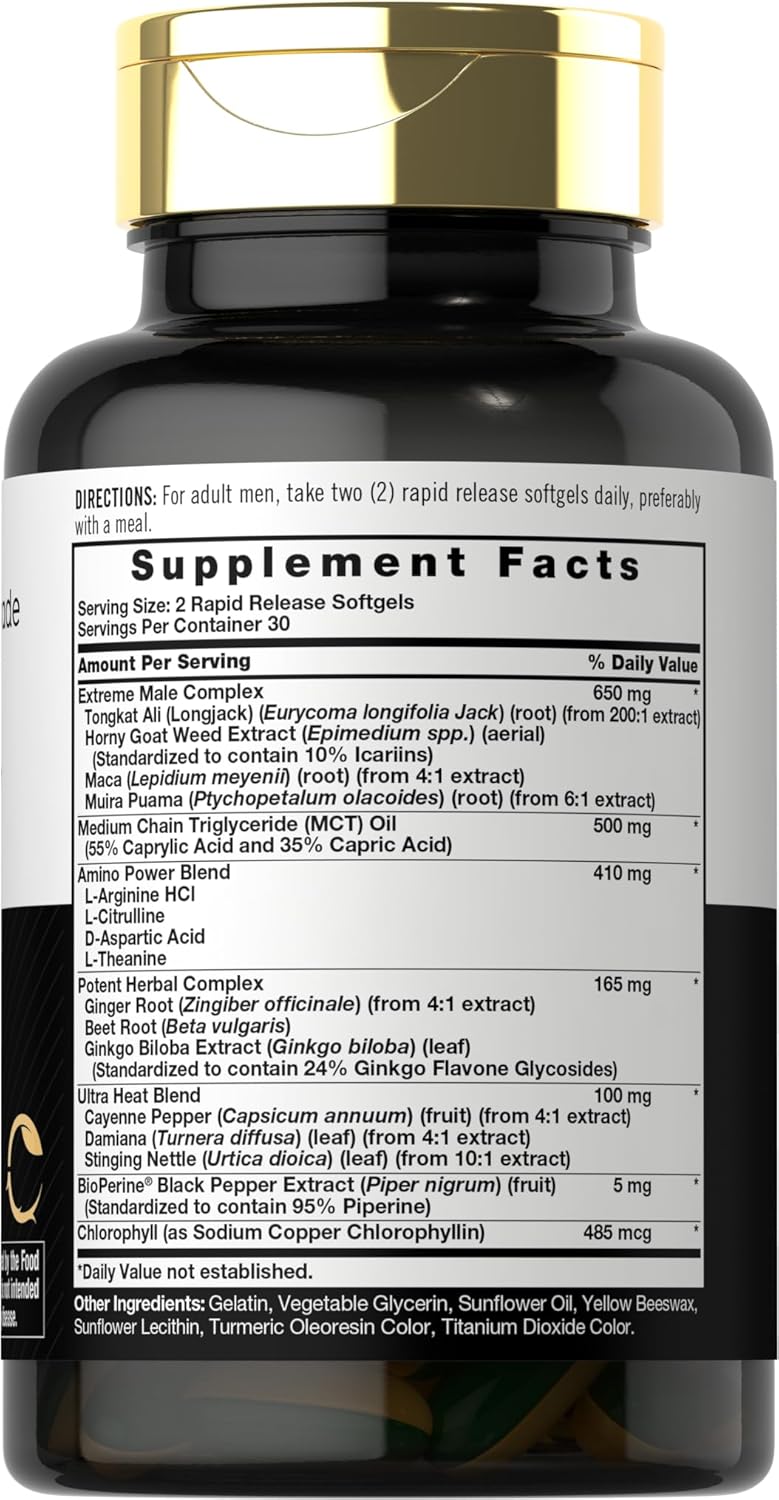 Carlyle Ultra Libido Supplement for Men | 60 Softgel Capsules | Extreme Male Formula | Non-GMO & Gluten Free - DragonVitality