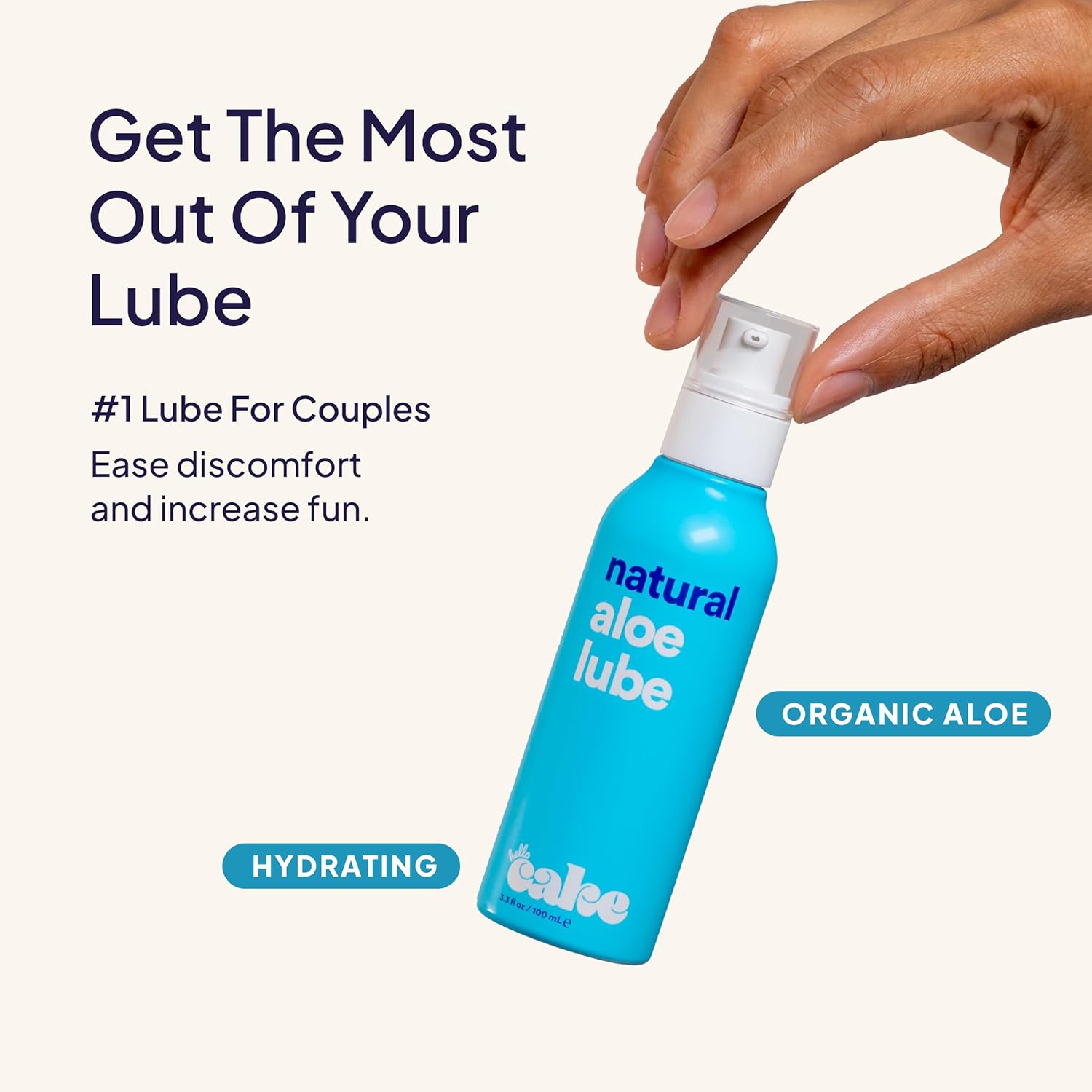 Hello Cake Silicone-Based Personal Lubricant - Hydrating, Long-Lasting, Non-Sticky, Ultra Slippery, Condom Compatible Lube for Men, Women, and Couples 3.3 fl oz - DragonVitality