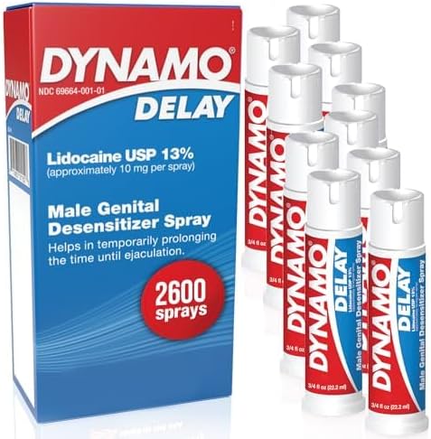 Dynamo Delay Spray for Men – 13% Lidocaine Numbing Spray to Help You Last Longer – 2 Pack Climax Control – FDA Registered, Better Value - DragonVitality
