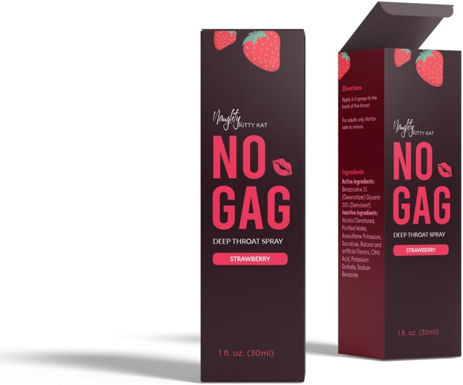 Naughty Kitty Kat Deep Throat Spray | No Gag Sweet Strawberry Mild Numbing Deep Throat Spray | Throat Numbing Spray for Deep Throating 1oz Precise Spray Nozzle | Travel Friendly - DragonVitality