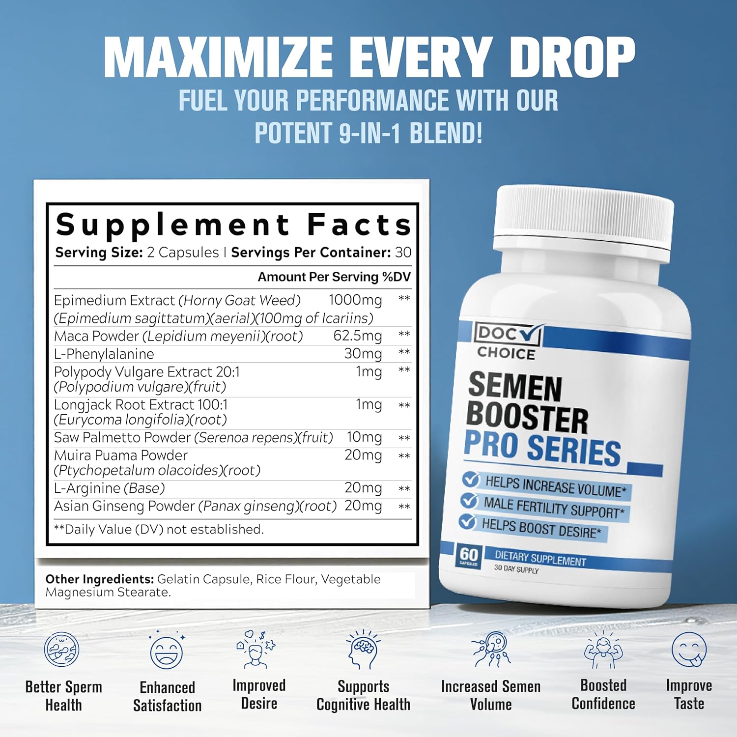 Semen Volume Booster PRO Series for Men - Pills for Men Fast Acting Blood Flow, Enhance Load Size, Healthier Taste & Fertility Support | 3rd Party Tested Supplement - 60 Pills for Adults - DragonVitality