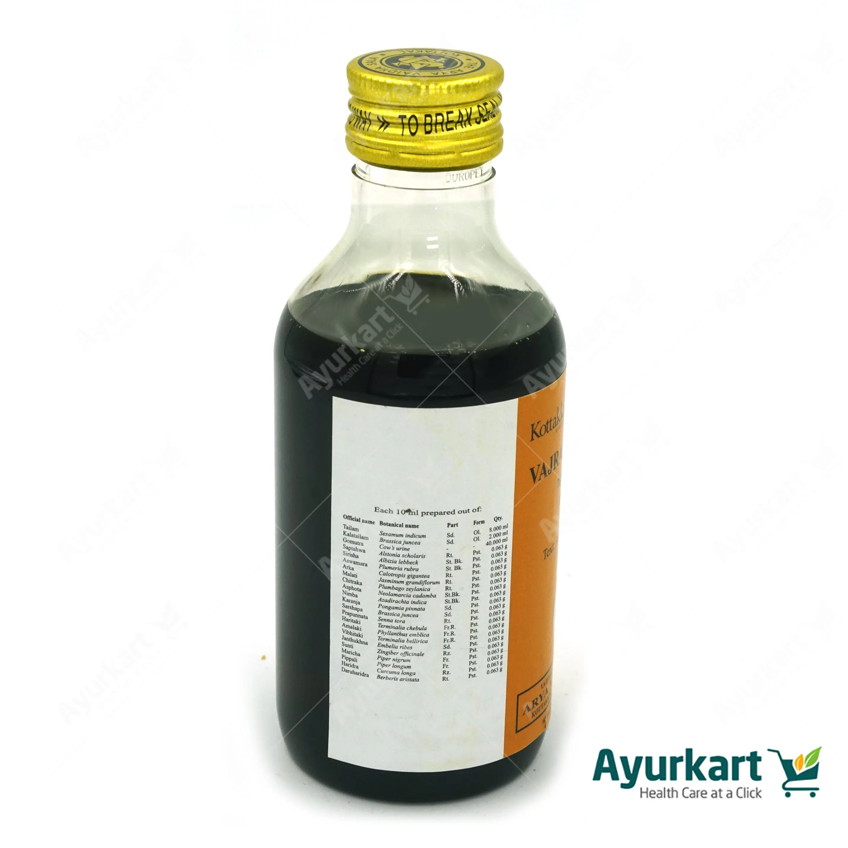 Vajraka Tailam - 200ML - Kottakkal - DragonVitality