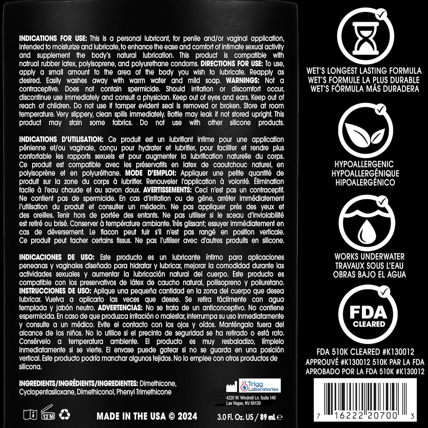 Wet Platinum Silicone-Based Personal Lubricant | Ultra Smooth, Super Slick, Hypoallergenic, Long-Lasting Performance, Waterproof Formula| Lube for Men, Women & Couples, 4.2 fl oz - DragonVitality