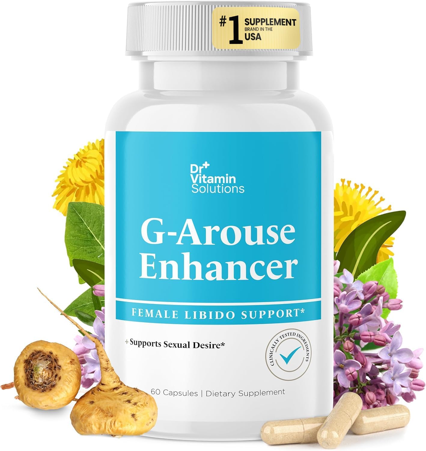 DR VITAMIN SOLUTIONS G-Arouse Enhancer for Female | Libido Booster for Women | Fast Acting Formula w/Horny Goat Weed, Maca Root, Tongkat Ali & Tribulus | Female Libido Booster for Energy, 60 Capsules - DragonVitality