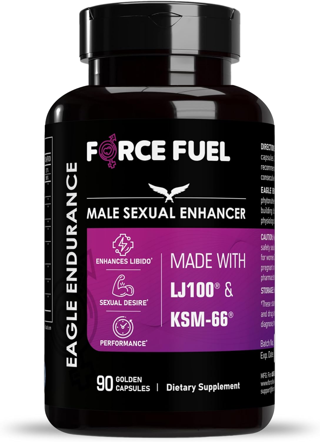 Herbal Supplement Sex Pills for Men – Last Longer in Bed and Enhance Erection Sensitivity – Includes Lab-Tested LJ100 Tongkat Ali & KSM-66 Ashwagandha – 30 Doses for Men Eagle Endurance by Force Fuel - DragonVitality