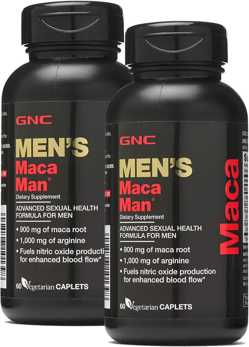 GNC Men's Maca Man, Twin Pack, 60 Caplets per Box, Fuels Nitric Oxide Production for Enhanced Blood Flow - DragonVitality