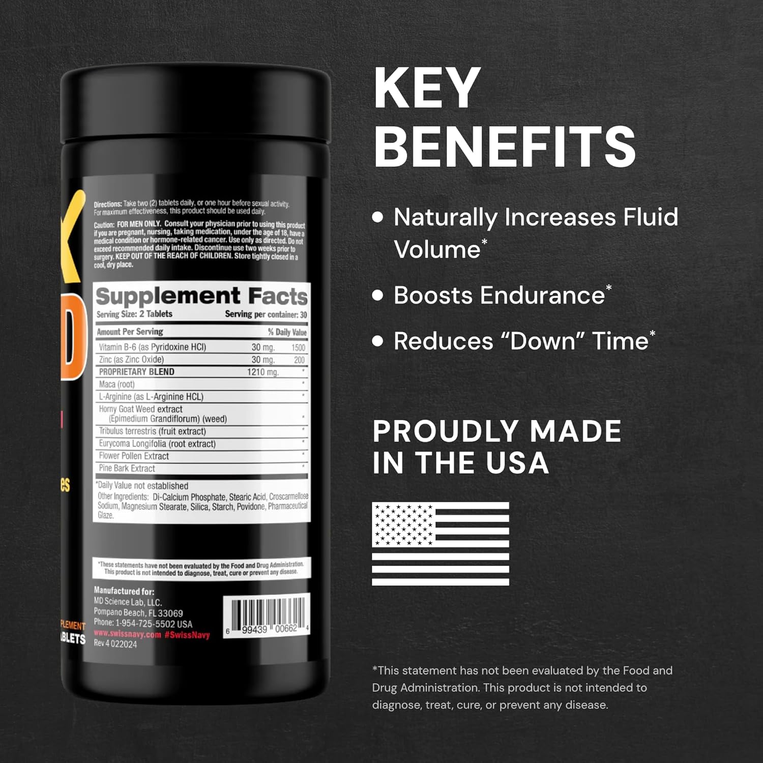 Swiss Navy MAX LOAD - 60 Tablets - Helps Support Optimum Sperm Health & Ejaculation Volume - Stimulant Free - DragonVitality