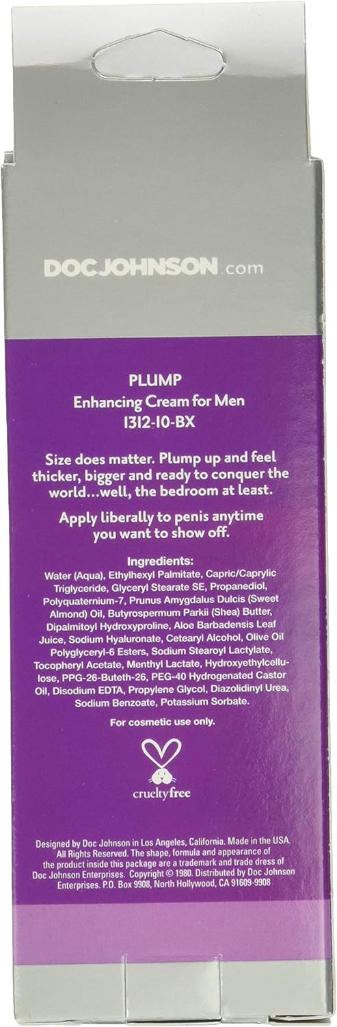 Doc Johnson Plump - Enhancing Cream For Men - Enhances Thickness and Size for Intense Pleasure - Odorless and Tasteless - Free of Glycerin - 2 Oz. (56g) - DragonVitality