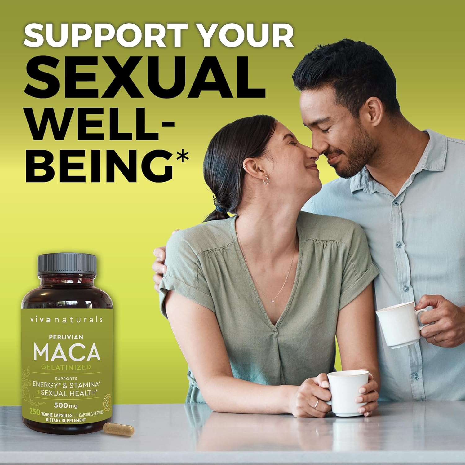 Peruvian Maca Root Supplement for Women & Men, 500mg - Traditionally Used to Support Sexual Well-Being, Stamina & Endurance - 250 Yellow Maca Root Powder Capsules - DragonVitality