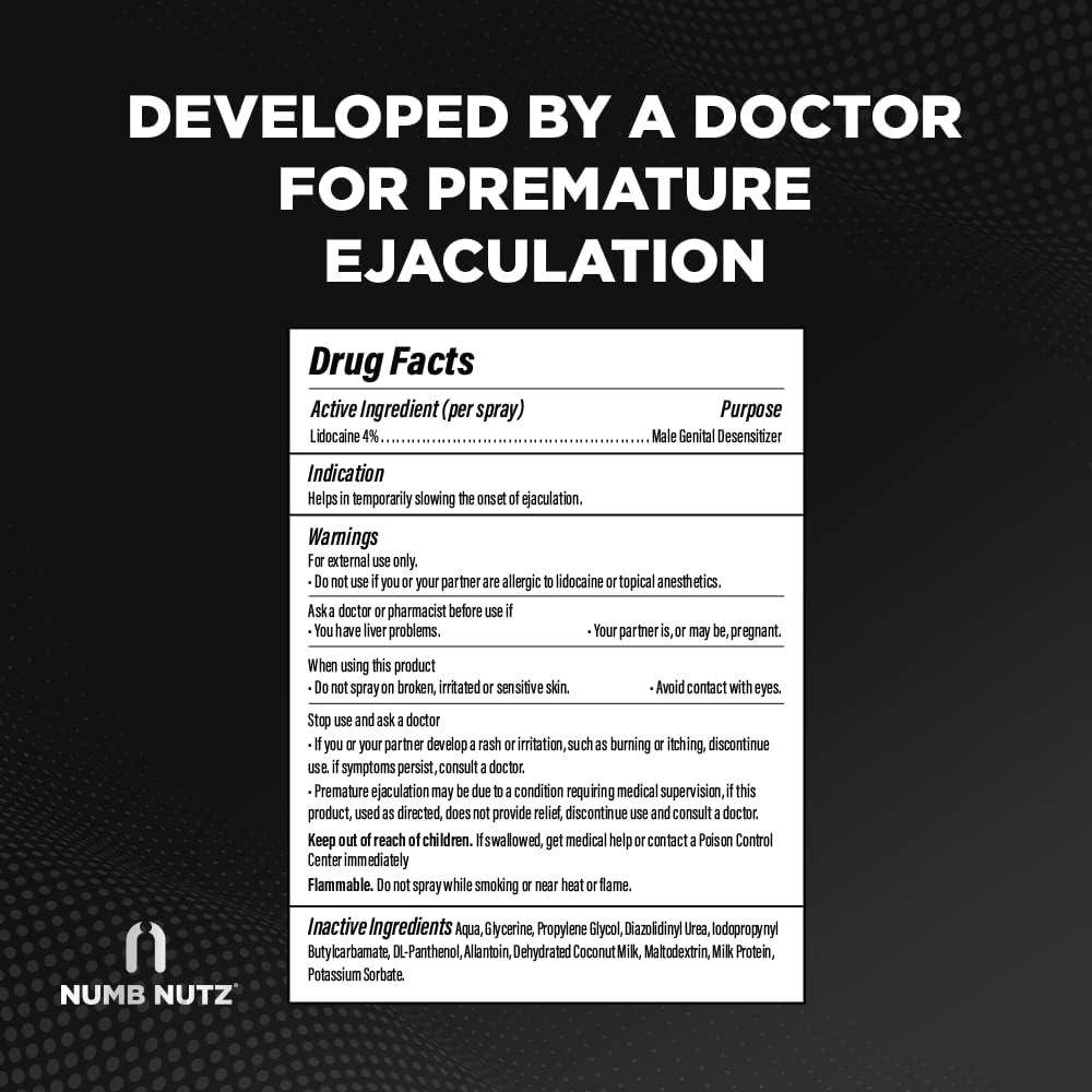 Delay Spray for Him, 60 Pumps, Numb Nutz Last Longer Bed Premature Ejaculant Control Sexual Enhancers, Desensitizing Spray Sex Men, Climax Delay Spray for Men 0.34 Fl Oz (Pack of 1) 1 0.34 Fl Oz - DragonVitality