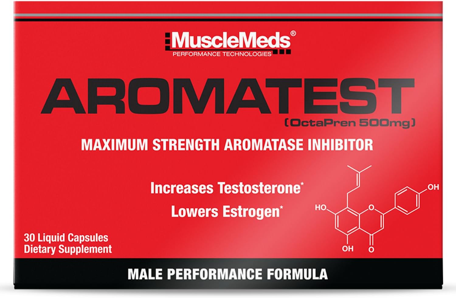 MuscleMeds AROMATEST Testosterone Booster & Aromatase Inhibitor, Lowers Estrogen, Supports Muscle Building & Strength, Anti-Aging Hormone Replacement for Men, 30 Liquid caps - DragonVitality
