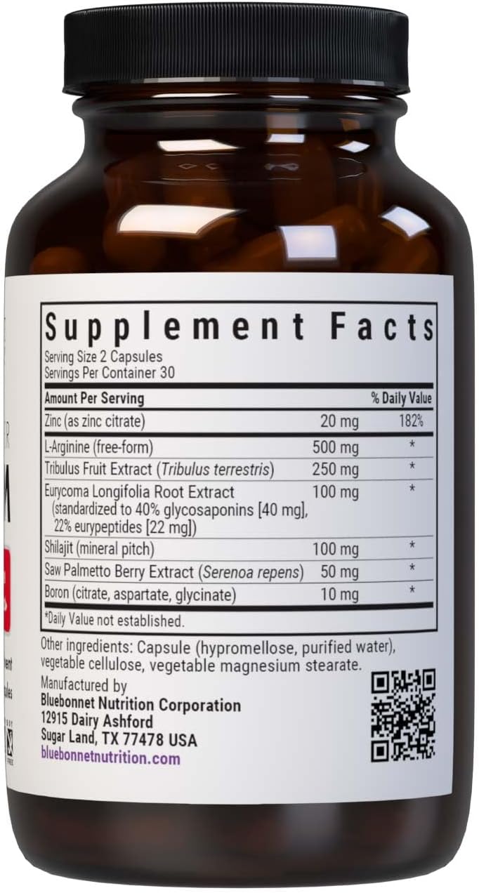 Bluebonnet Nutrition Intimate Essentials for Him, Testosterone & Libido Boost*, on-GMO, Vegan, Kosher Certified, Gluten-Free, Soy-Free, Milk-Free, 60 Vegetable Capsules, 30 Servings - DragonVitality