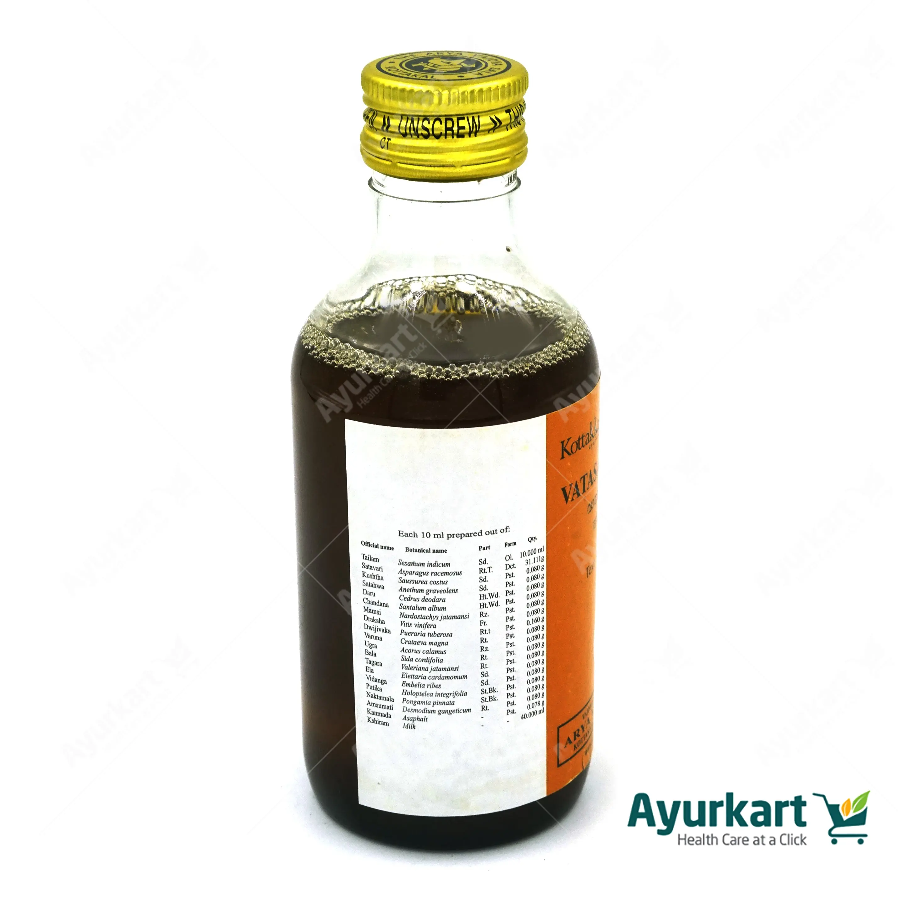 Vatasani Tailam - 200ML - Kottakkal - DragonVitality