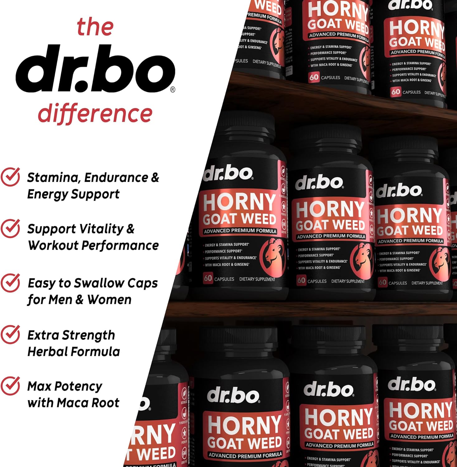 Horny Goat Weed For Men and Women - 1590mg Extra Max Male Enhancement, Stamina, Endurance, Performance - Maca Root, Tribulus, Muira Puama, L Arginine Ginseng Hornygoatweed for Men & Women - 60 Pills - DragonVitality