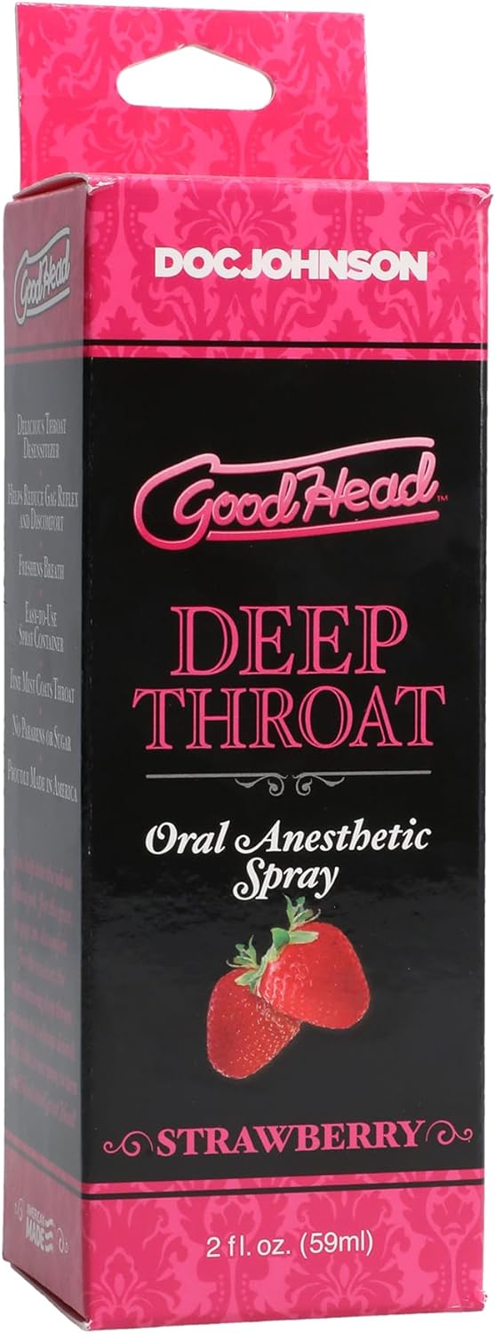Doc Johnson GoodHead - Deep Throat Spray - Numbs Throat - Relaxes Gag Reflex - Sweet Strawberry - 2 fl. oz.(59 ml) - DragonVitality