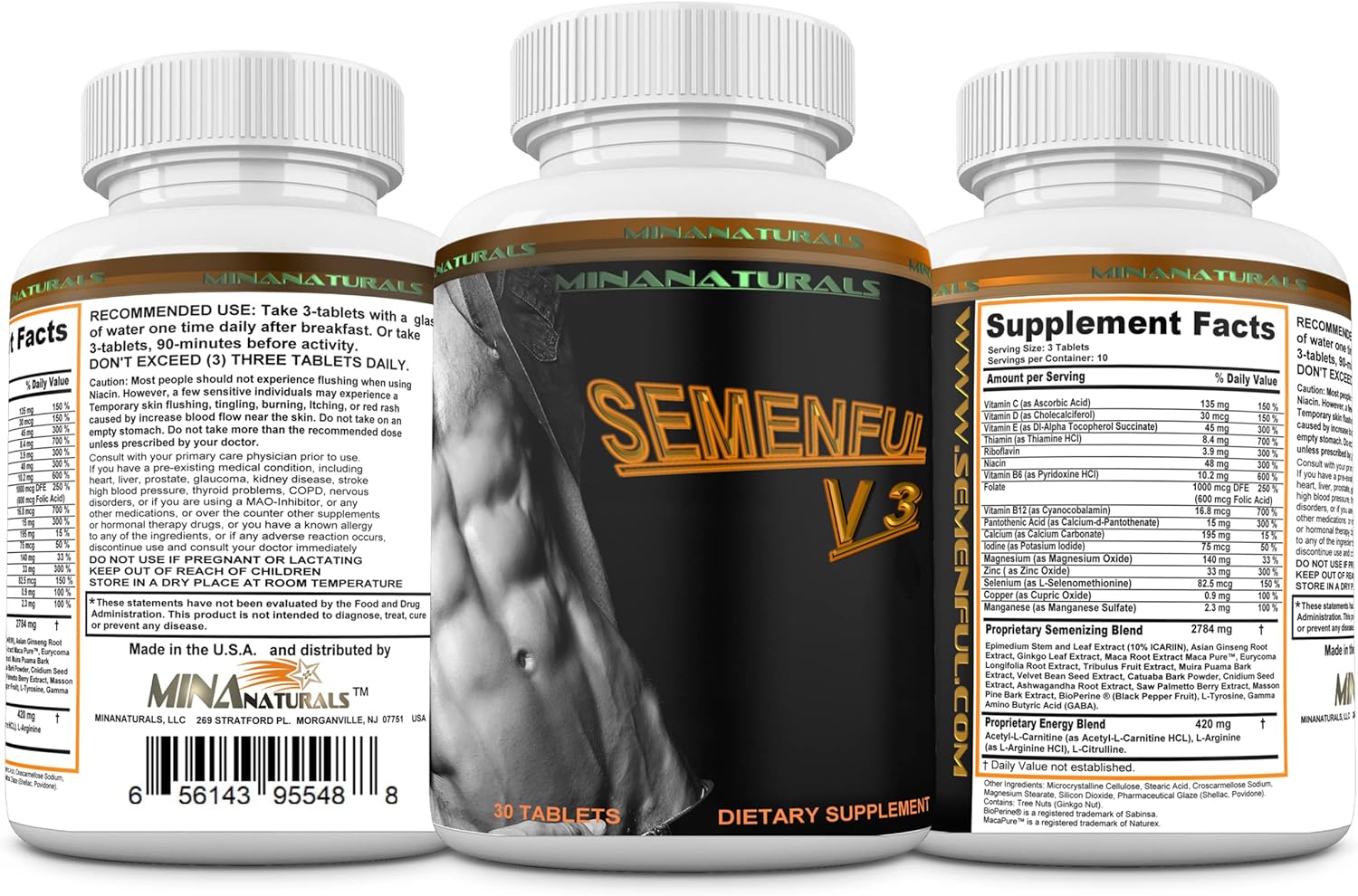 SEMENFUL-V3 Semen Volumizer. Climax Enhancer for Male and Female. Cum Volume Enhancement. Helps Increase Sperm Volume to Achieve Extreme Arousals. 30 Tablets - DragonVitality