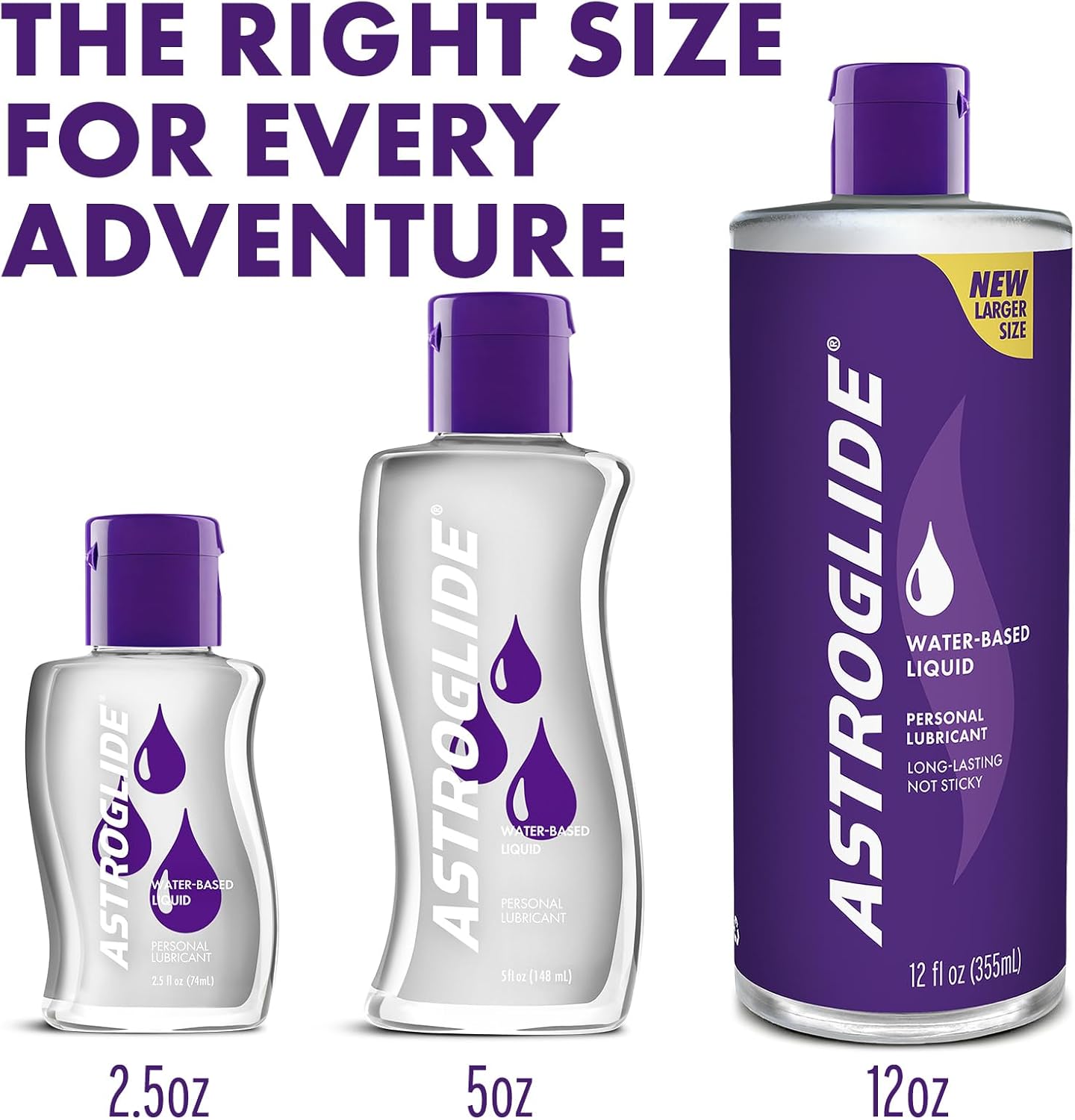 Astroglide Water Based Lube (2.5oz), Liquid Personal Lubricant, Long-Lasting Sex Lube for Men, Women and Couples, Travel-Friendly Size (Pack of 3) - DragonVitality