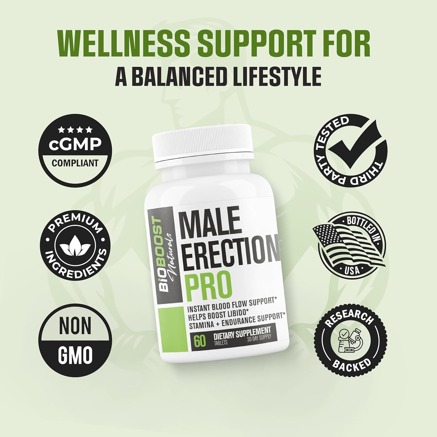 Male Perfomance Pro 2,187mg - 20 Ultra Ingredients | Pills for Men for Fast Acting Blood Flow, Vigor, Drive & Size EnIargement | 3rd Party Tested Formula - 60 Quick Dissolve Tablets - DragonVitality