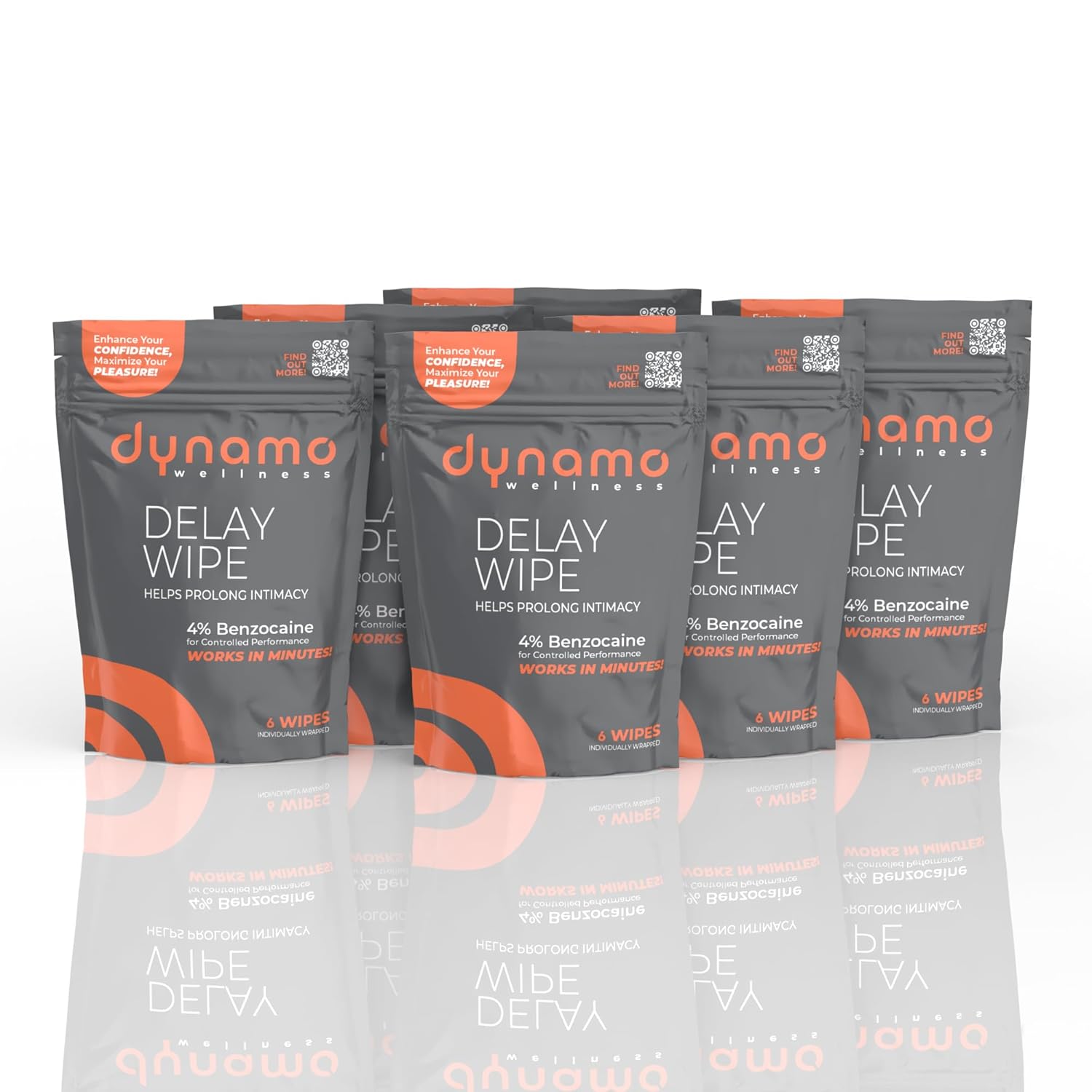 Dynamo Delay Wipes for Men – 4% Benzocaine Climax Control Wipes to Last Longer in Bed – Male Desensitizing Wipes for Endurance – 6 Count - DragonVitality