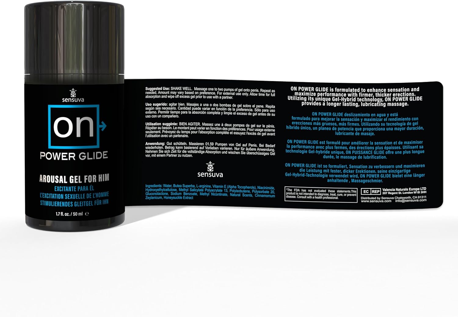 Sensuva On Power Glide for Him, Stimulating Arousal Gel for Men, Sexual Enhancer, Sex Enhancements for Male Sensation Gel, Tingling Sexual Enhancement for Penis Pleasure,USA (1.7 Fl. Oz.) - DragonVitality