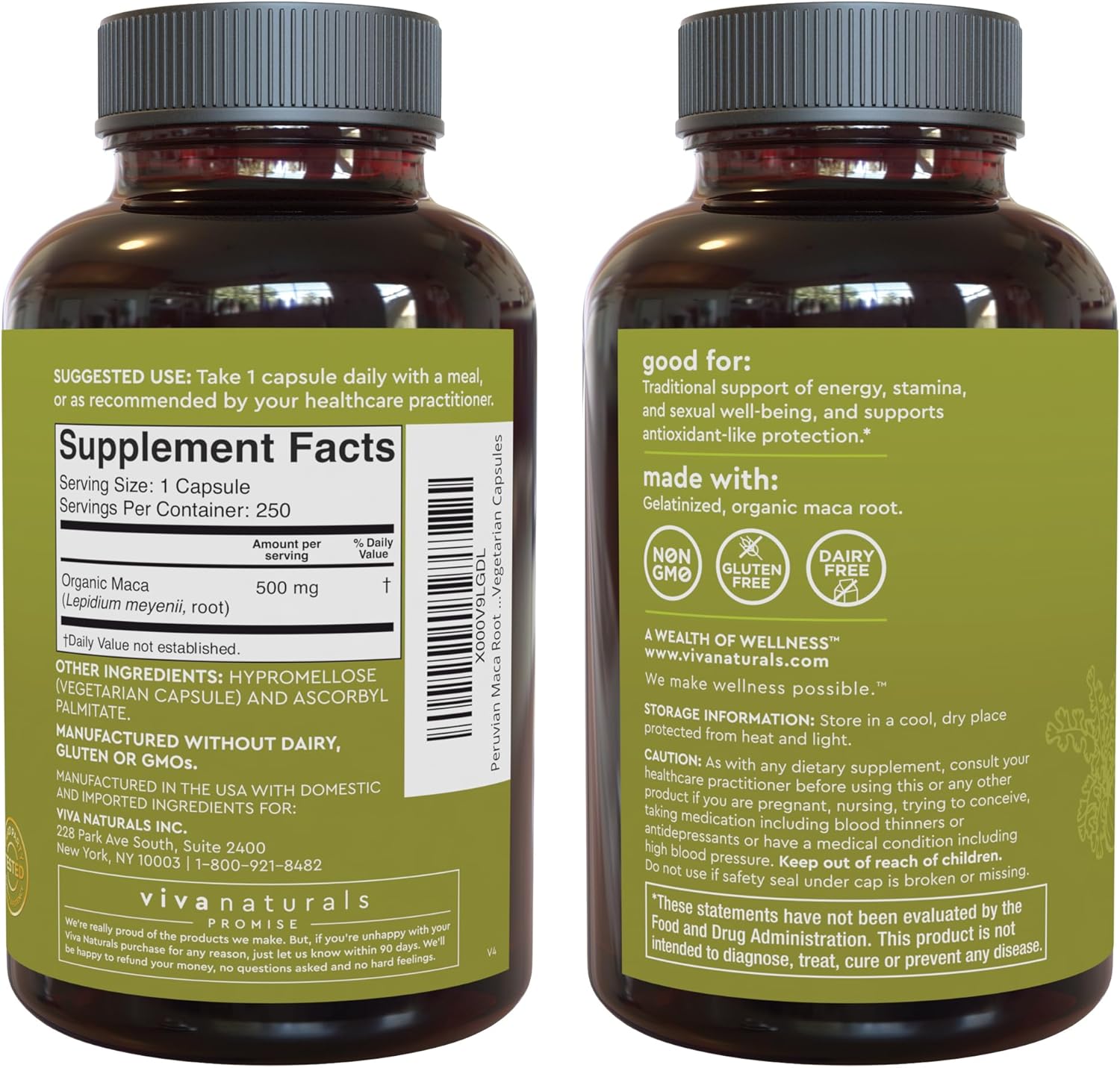 Peruvian Maca Root Supplement for Women & Men, 500mg - Traditionally Used to Support Sexual Well-Being, Stamina & Endurance - 250 Yellow Maca Root Powder Capsules - DragonVitality