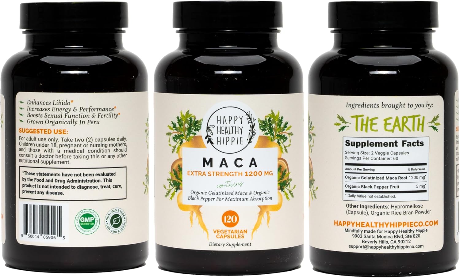 Organic Maca Root Capsules 1200 mg – Libido Booster for Women Fast Acting & Potent | Aphrodisiac Supplement | Energy Pills from Peru | Includes Black Pepper for High Absorption | Vegan, 120 Ct - DragonVitality