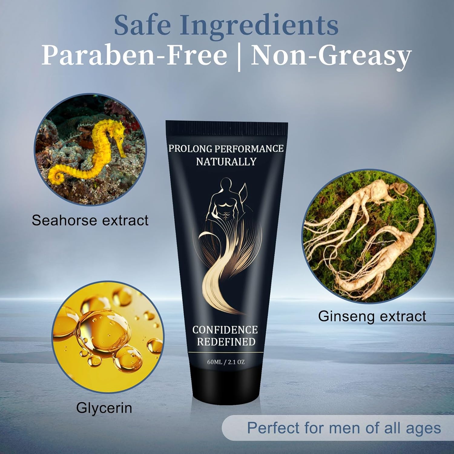 Delay Cream for Men, Plant-Based Moisturizing Male Enlargement Long-Lasting Gentle Formula Men's Comfort Penis Cream with Natural Extracts for Daily Confidence 60ml - DragonVitality