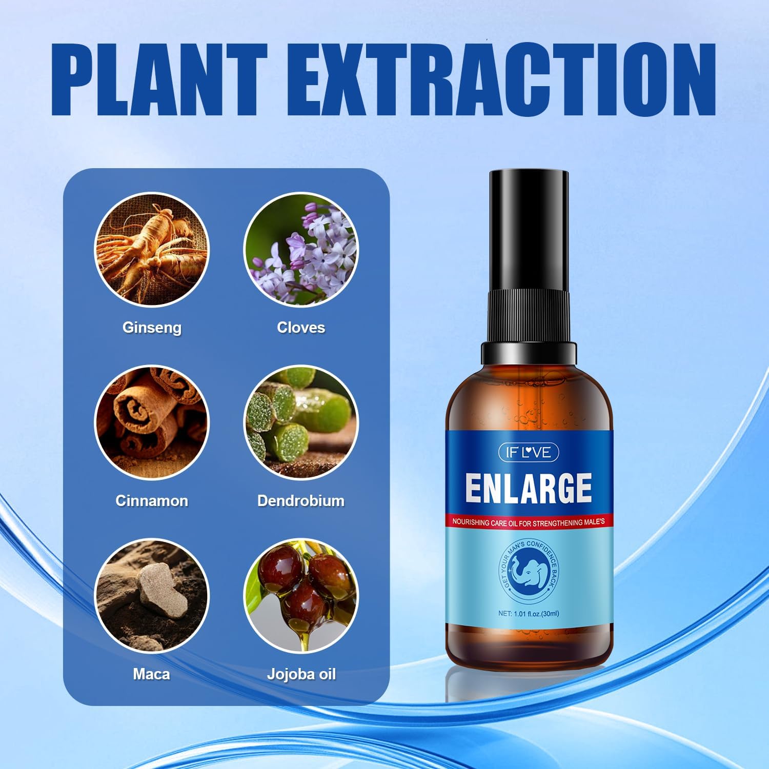 IF L VE Enlarge Oil, Growth Men's Energy Massage Oil, Sexual Enhancement, Strength Enhancement - 30ML - DragonVitality