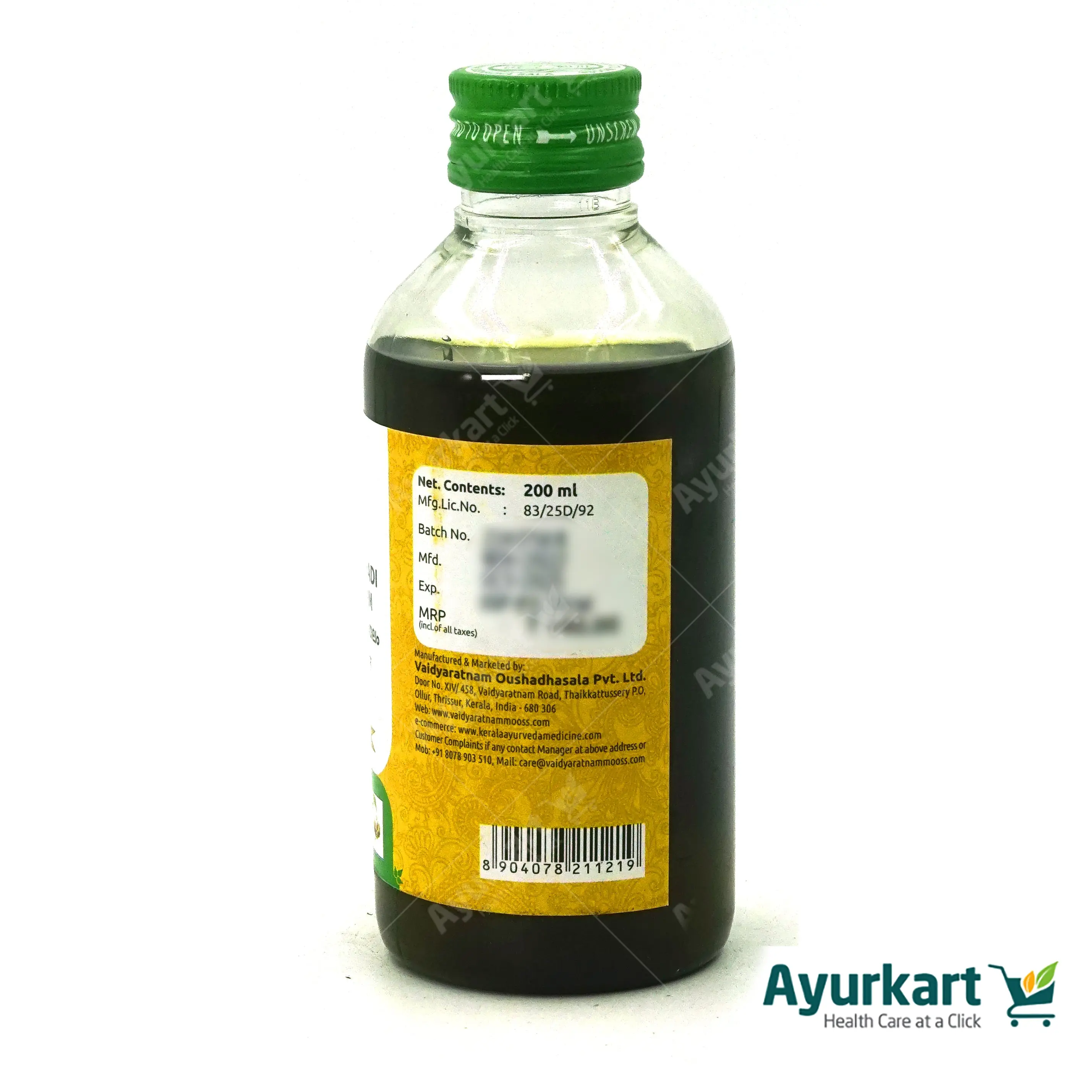 Bhujagalathadi Kera Thailam - 200ML - Vaidyaratnam - DragonVitality