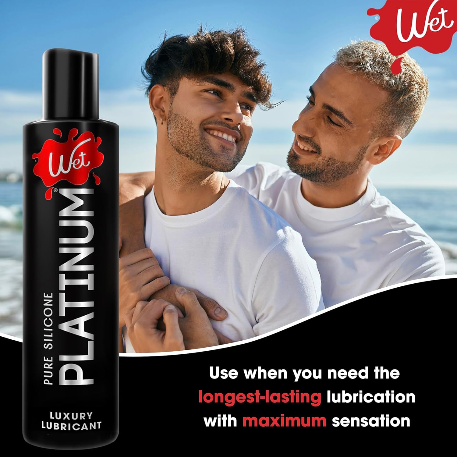 Wet Platinum Silicone-Based Personal Lubricant | Ultra Smooth, Super Slick, Hypoallergenic, Long-Lasting Performance, Waterproof Formula| Lube for Men, Women & Couples, 4.2 fl oz - DragonVitality