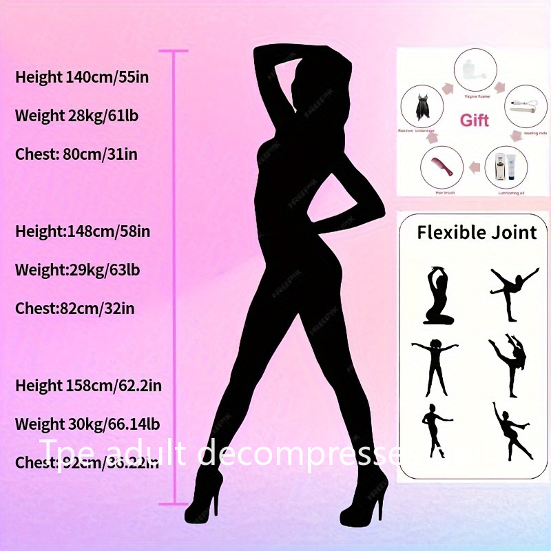 1pc Realistic TPE 3-In-1 Adult Decompress Doll, 55.12inch, Skeleton Included, Vaginal & Anal Passages, No Battery Required, Lifelike Sex Toy for Men - DragonVitality