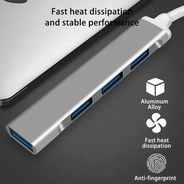 Estación de acoplamiento USB 4 en 1 - Plateada o gris