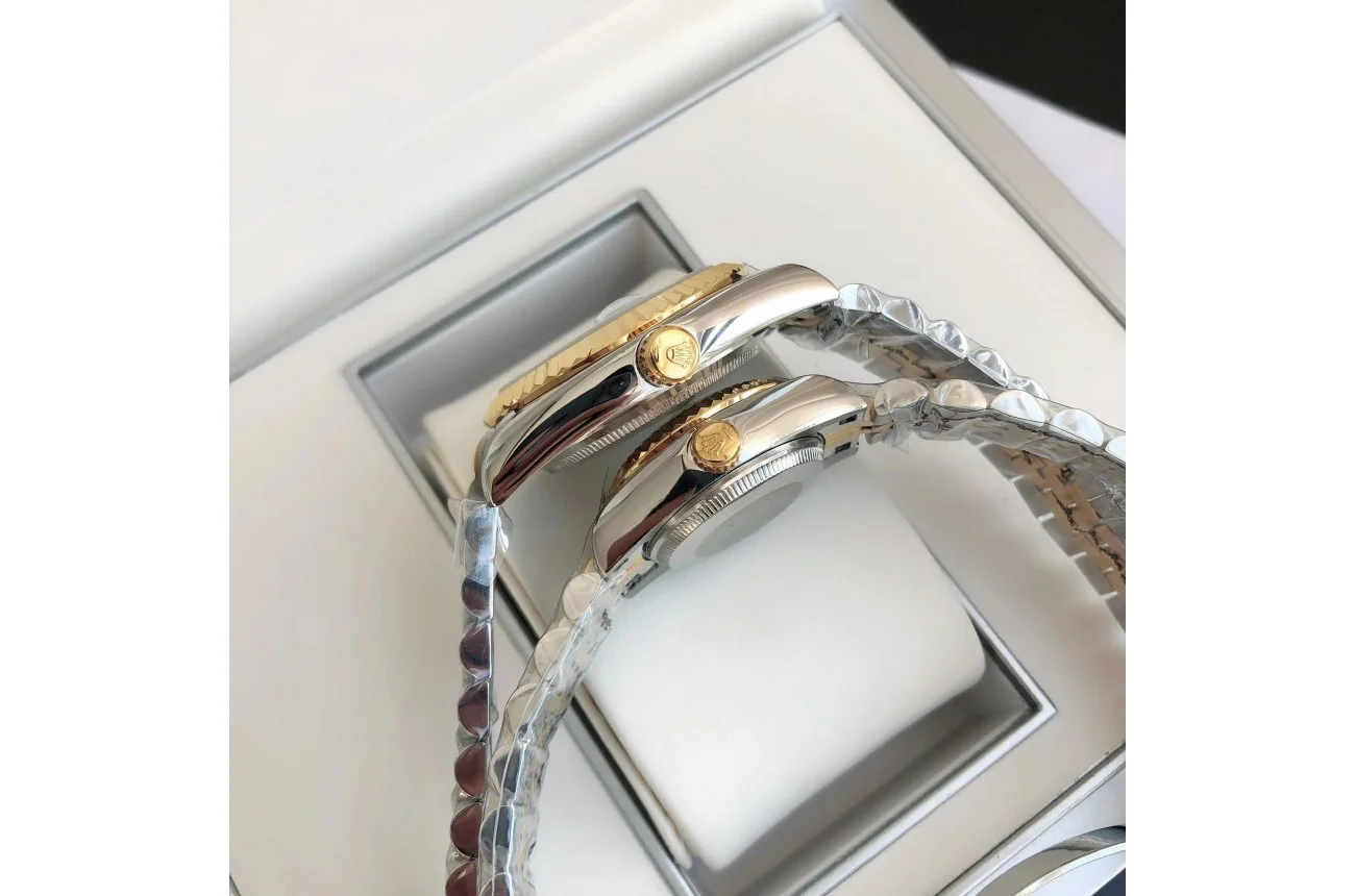 Couple Watches Rolex Datejust 36/28mm RG/SS Jub Sliver/Dia