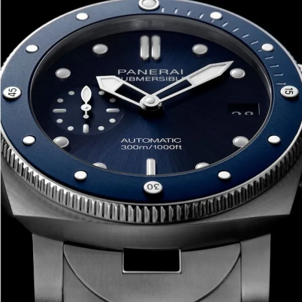 Panerai Submersible Men Automatic Blue Stainless Steel Watch PAM01068