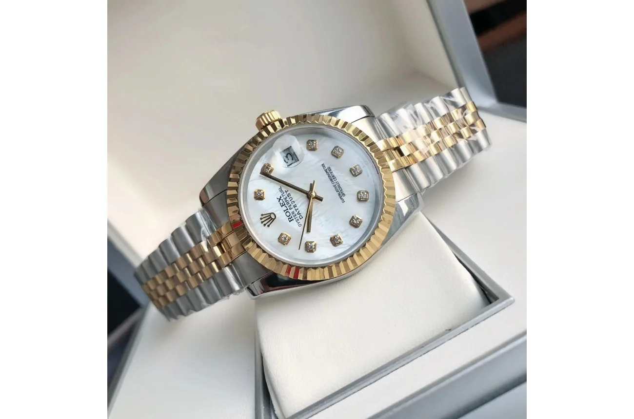 Couple Watches Rolex Datejust 36/28mm RG/SS Jub White/Dial