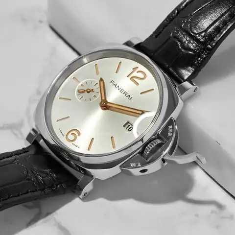 Panerai Luminor Due Men Automatic Ivory Alligator Watch PAM01249