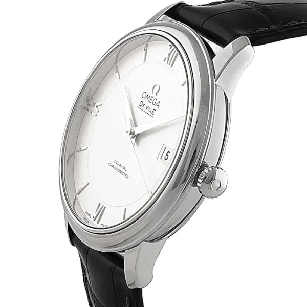 Omega De Ville Men Automatic Silver Leather Watch O42413402002001