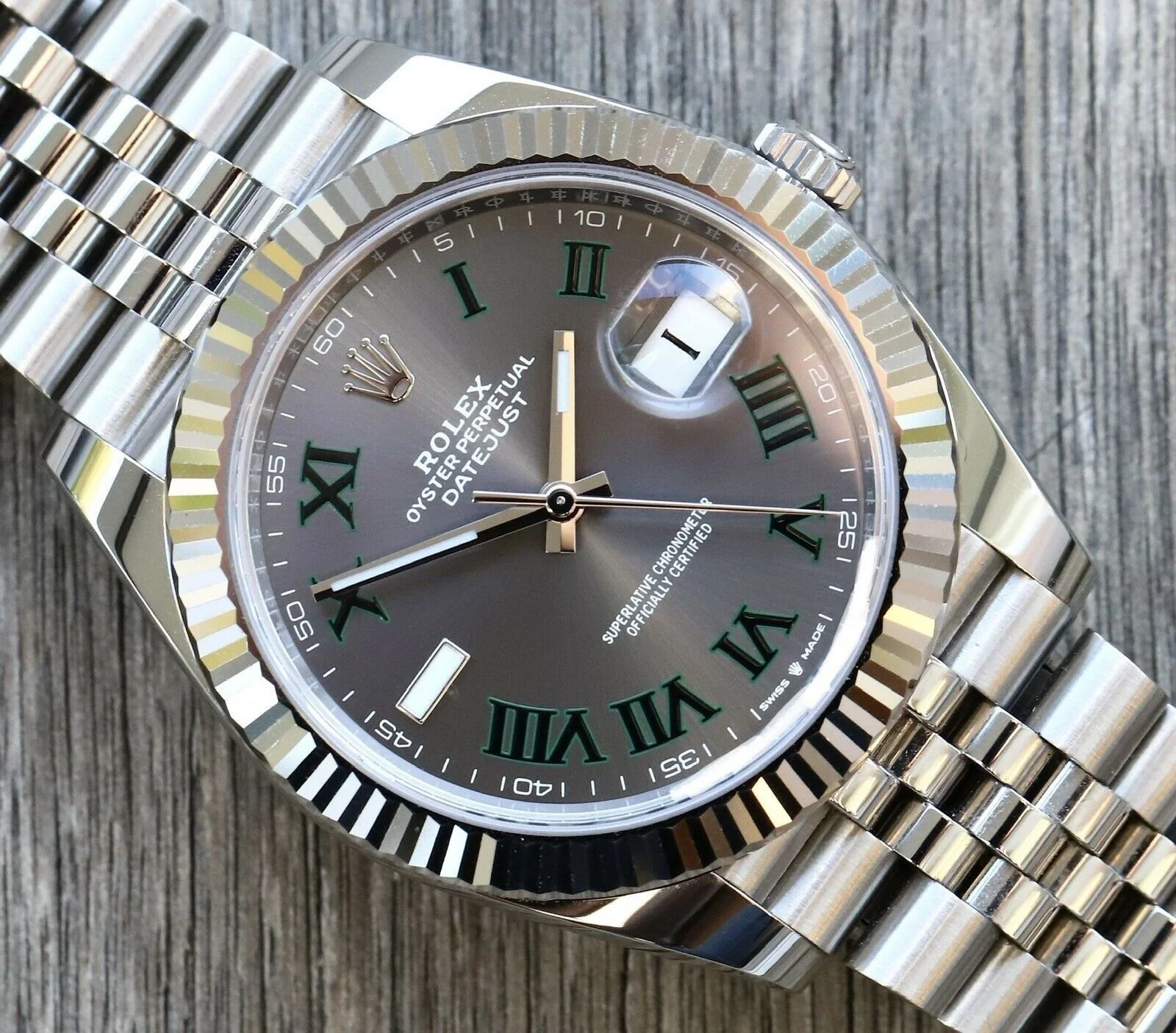 Superclone Rolex Datejust 41mm Rhodium Dial 126334  Wimbledon  Flutted / Jubilee