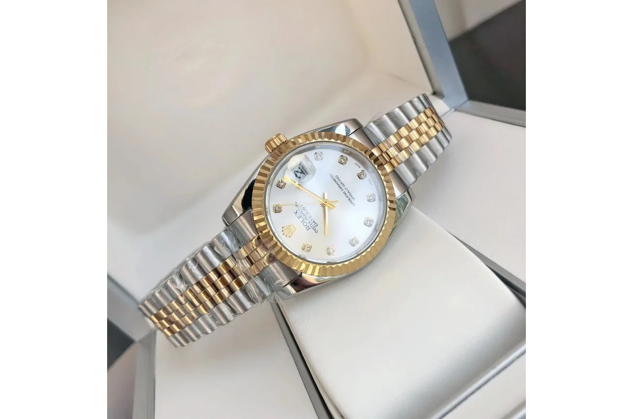 Couple Watches Rolex Datejust 36/28mm RG/SS Jub Sliver/Dia