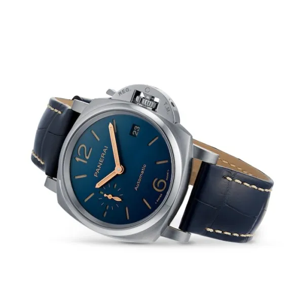 Panerai Luminor Due Men Automatic Blue Alligator Watch PAM00926